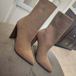 Beige Heel Boots Size 7