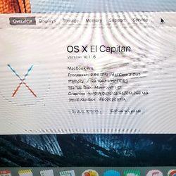 2008 Macbook Pro With Charger With OS X El Captain
