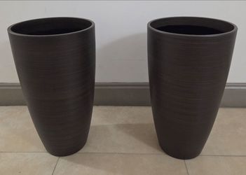 PAIR of 21" (Tall) Brown Resin Planters (2 for $65) @ Lasting Creations