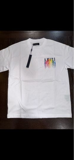 Amiri Rainbow Drip Logo T-Shirt White size M