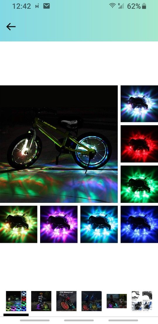 Rechargeable Bike Wheel Hub Lights Waterproof LED Cycling Spoke Lights 7 Color Bicycle Safety Warning Decoration Light for Kids and Adults Night Ridin