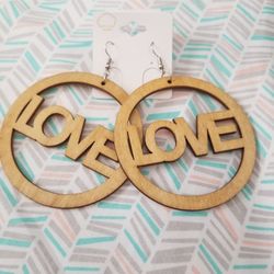 Large Boho Wooden Love Hoop Earings 