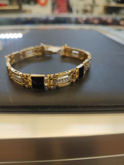 14k 32.2 g diamond onyx bracelet