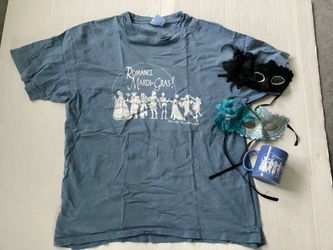 NEW Romantic Times Mardi Gras XL Tee Shirt + Ceramic Coffee Mug + 2 Masquerade Face Masks