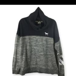 PINK Women's Sweater Hoodie Size L Black Gray Pullover