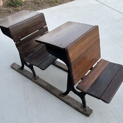 Antique School Desk - Wooden