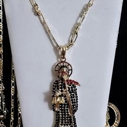 Santa Muerte Gold Plated Necklace