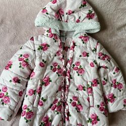 Little Me Pink Rose Puffer Jacket Size 3T