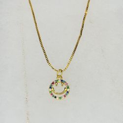 chain with gold plated smiley face pendant Hablo Español 