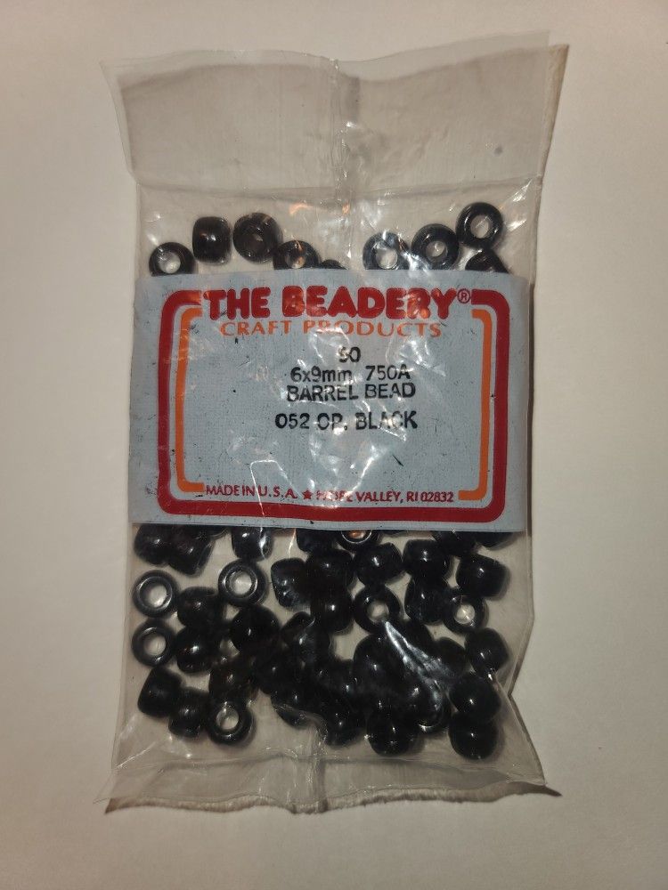 The Beadery Craft Products 90 6x9mm 750A Barrel Bead 025 OP. Black (I-F3)