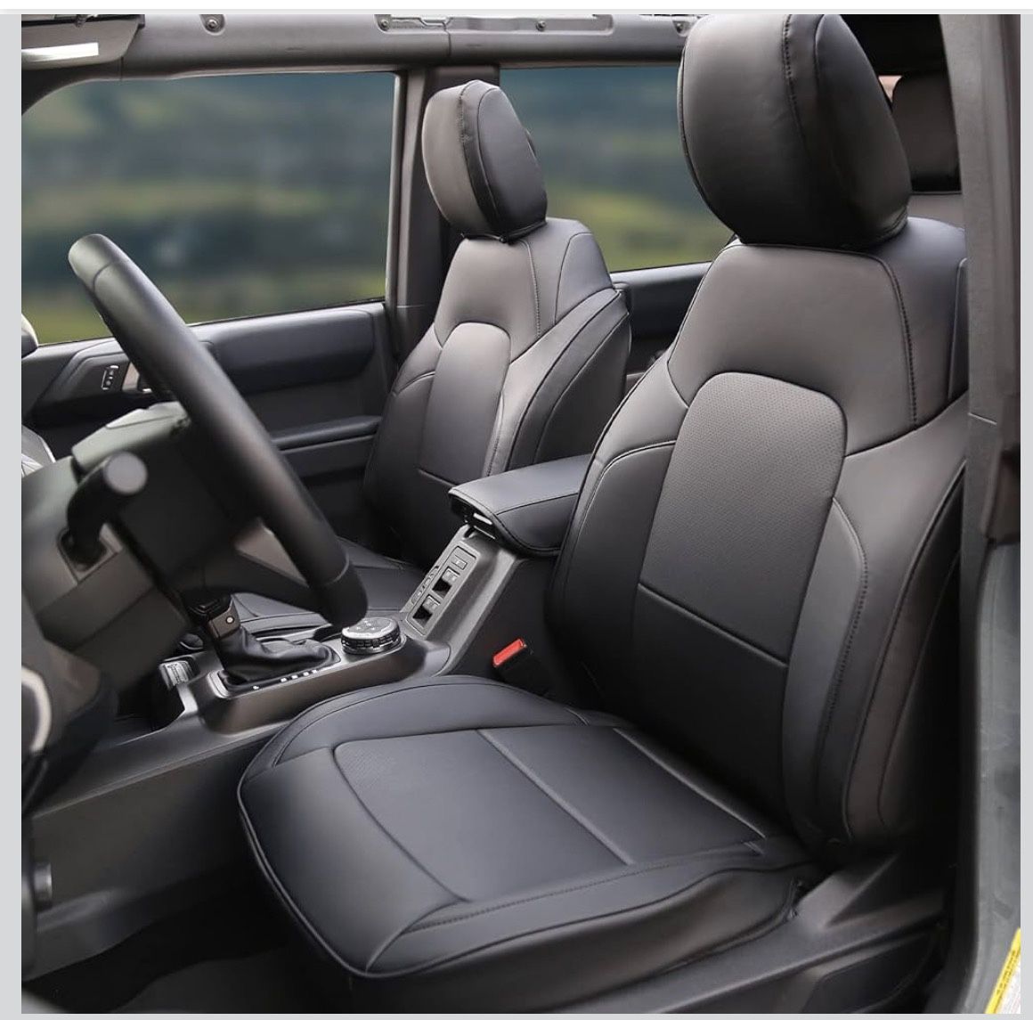 Seat Covers Protector with Backrest and Armrest for Ford Bronco Accessories 2021 2022 2023 2024 4-Door Full Set PU Leather Interior Covers