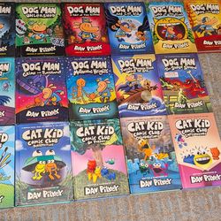 Full set of hardcover dog man books and cat kid comic club, minus the 2 big Jim books.