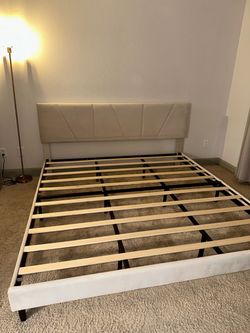Upholstered Platform Bed Frame with Headboard KING SIZE