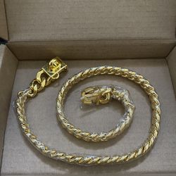 Gold Cuban Link Dog Chain 