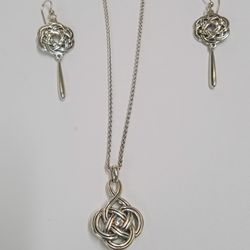 Brighton Silver Necklace With Matching Earrings 