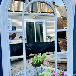 HUGE SHABBY CHIC ARCHED WINDOW MIRROR 