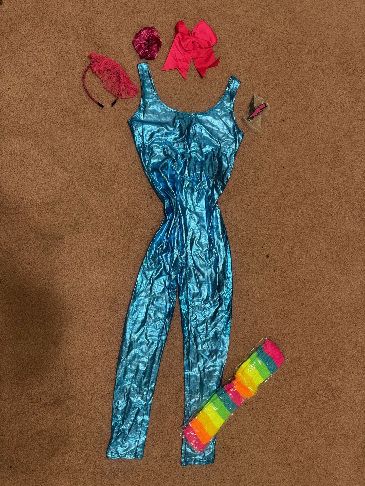New Small 80s Costume Bodysuit Festival Rave Accessories Workout
