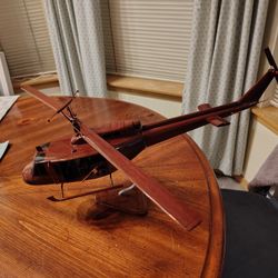Handcrafted Mahogany Wooden Model Helicopter