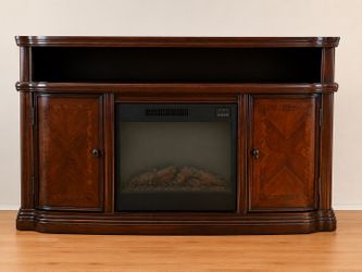 Dark wood electric fireplace tv stand