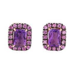 2.50 ctw Pink Sapphire and Amethyst Earrings -