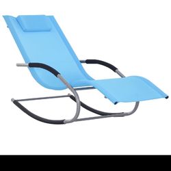 New in box Outsunny Zero Gravity Rocking Chair Outdoor Chaise Lounge Chair Recliner Rocker with Detachable Pillow and Weather-Fighting Fabric for Pati