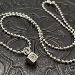 Chrome Hearts Style Dice Pendant Necklace – Sterling Silver Look