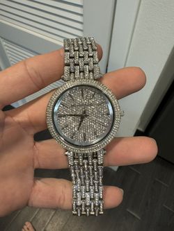 Michael Kors Full Crystal Watch In Silver