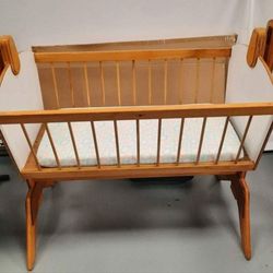 Antique Solid Wood Baby Rocking Crib