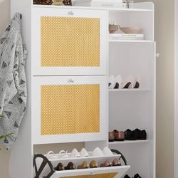 3 Tier Shoe Cabinet With Flip Drawers 