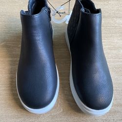 NWT Girls Size 3 Black Glitter Zipper Ankle Boots