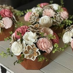 Wood Flowers Centerpieces $40 Ea 