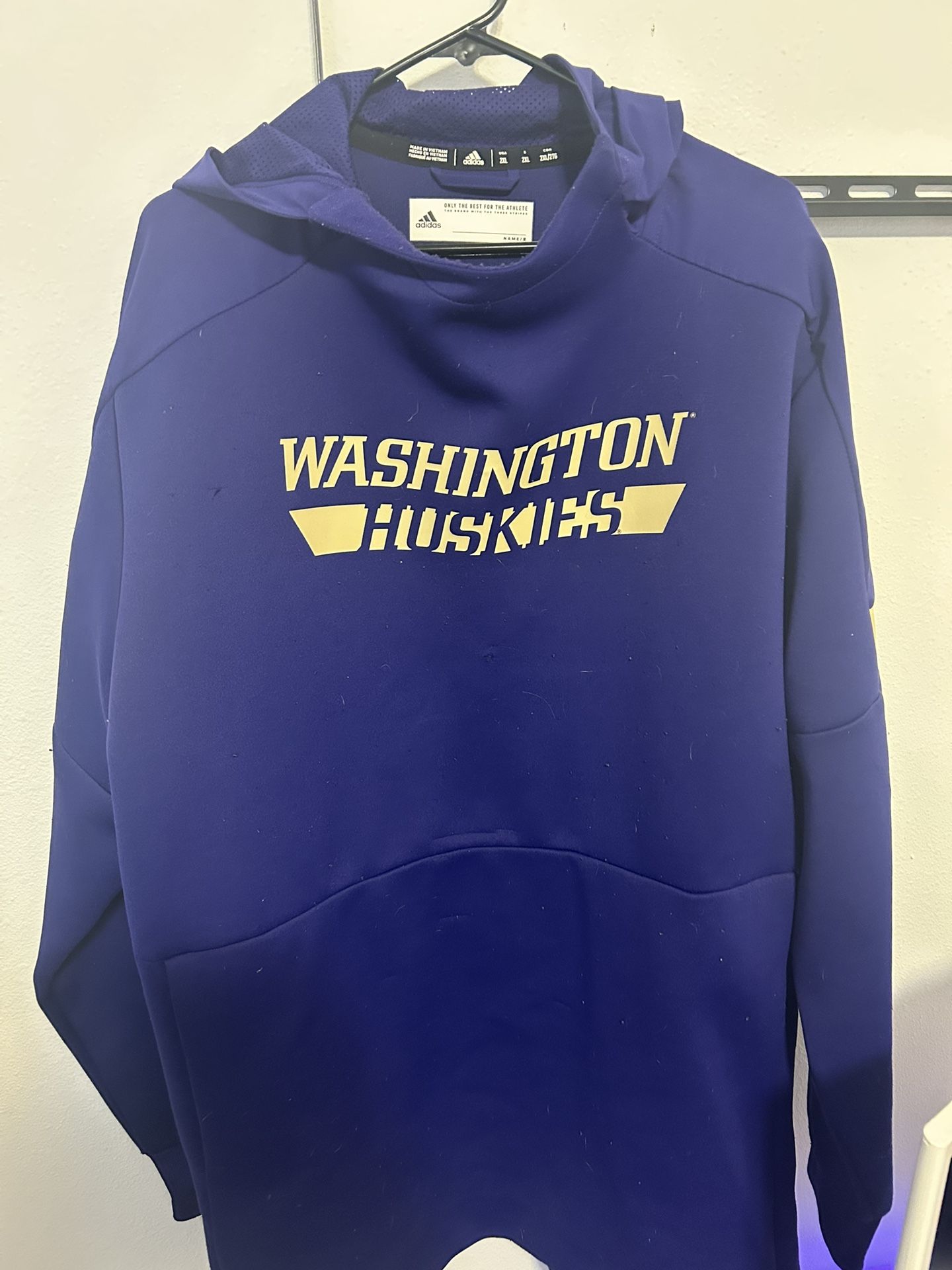 Mens Adidas Washington Huskies Hoodie Pullover 2XL Sideline Used