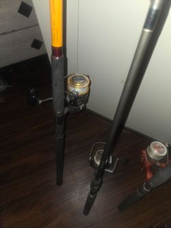 vintage yellow fiberglass fishing rod and reel combo