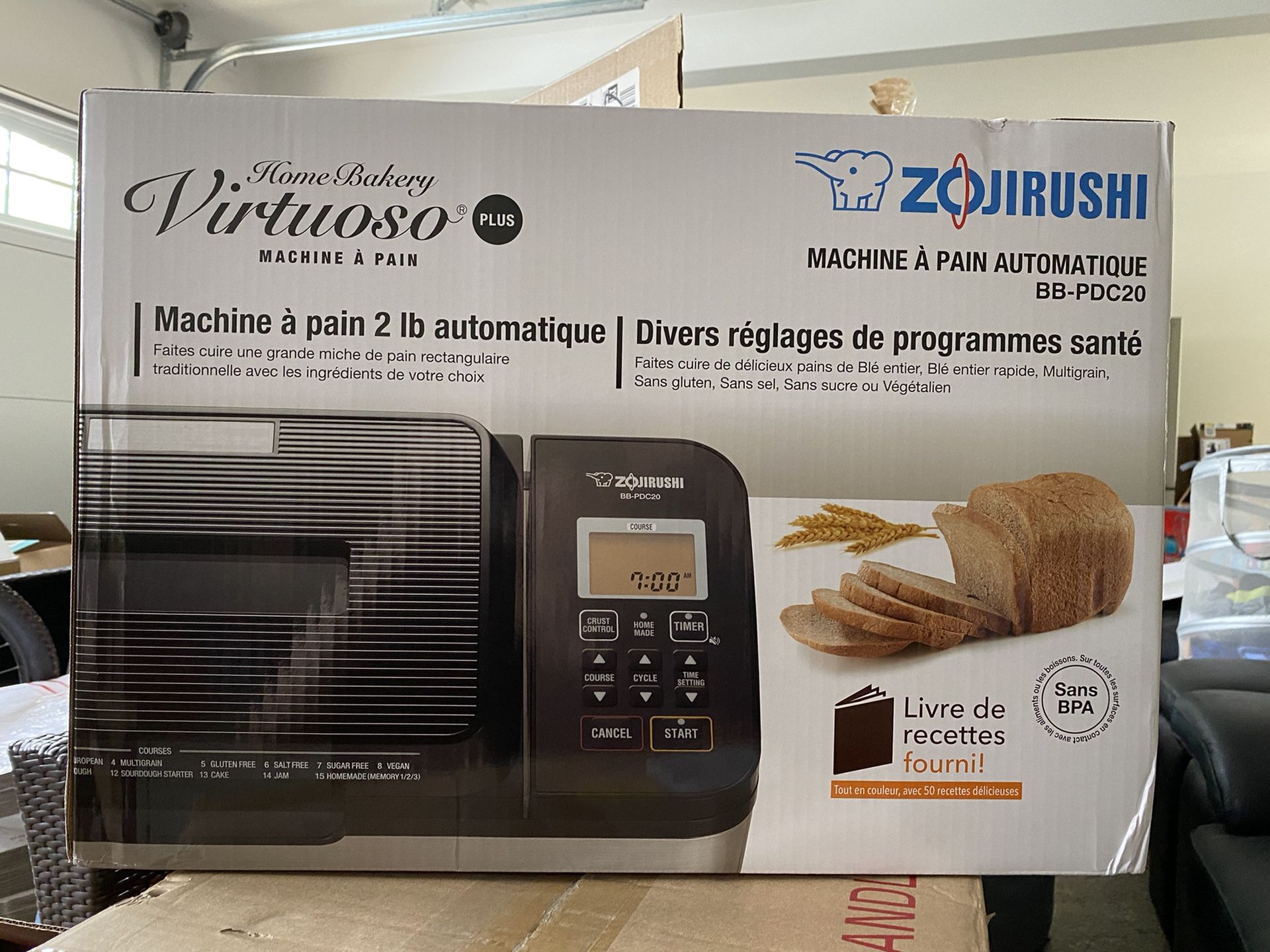 Zojirushi Home Bakery Virtuoso Plus Breadmaker, 2 lb. loaf of bread