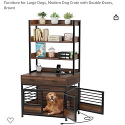 Dog Crate Furniture with Storage Shelves,