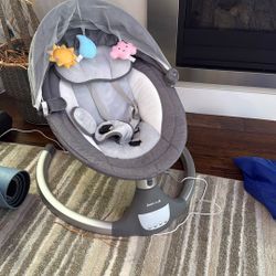 Jool Baby Swing Nova- Electric Motorized Infant Swing, Bluetooth Music, 10 Preset Melodies, Remote (Updated Model, Gray)