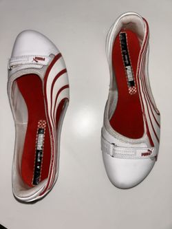 VINTAGE red Leather Puma X Ferrari Slides