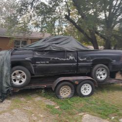 DODGE RAM WITH CAR HAULER N ALSO FARM TRACTOR WITH TRAILER 