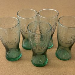 1948 McDonald’s  “Green 15 Cent McDonald’s Hamburgers “Green Drinking Glasses Set of 5 👀 (please read description)