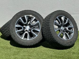 20" Chevy Silverado Wheels Tahoe RST Rims A/T 285/55R20 Tires Suburban GMC Sierra Yukon 6x5.5