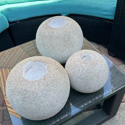 3 Sphere Candle Holders Ceramic