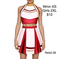 Cheerleader Women’s XS Girls XXL Costume Red / Disfraz de Animadora Niña
