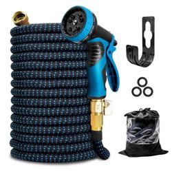 Expandable Garden Hose 75 ft Water Hose with 10 Function Spray Nozzle, Light