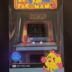 My Arcade Micro Player Mini Arcade Machine: Ms. Pac-Man Video Game, Fully Playable, 6.75 Inch Collectible, Color Display, Speaker, Volume Buttons, Hea