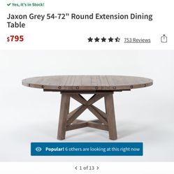 Jaxon Grey Table With Leaf, 4 Months New.