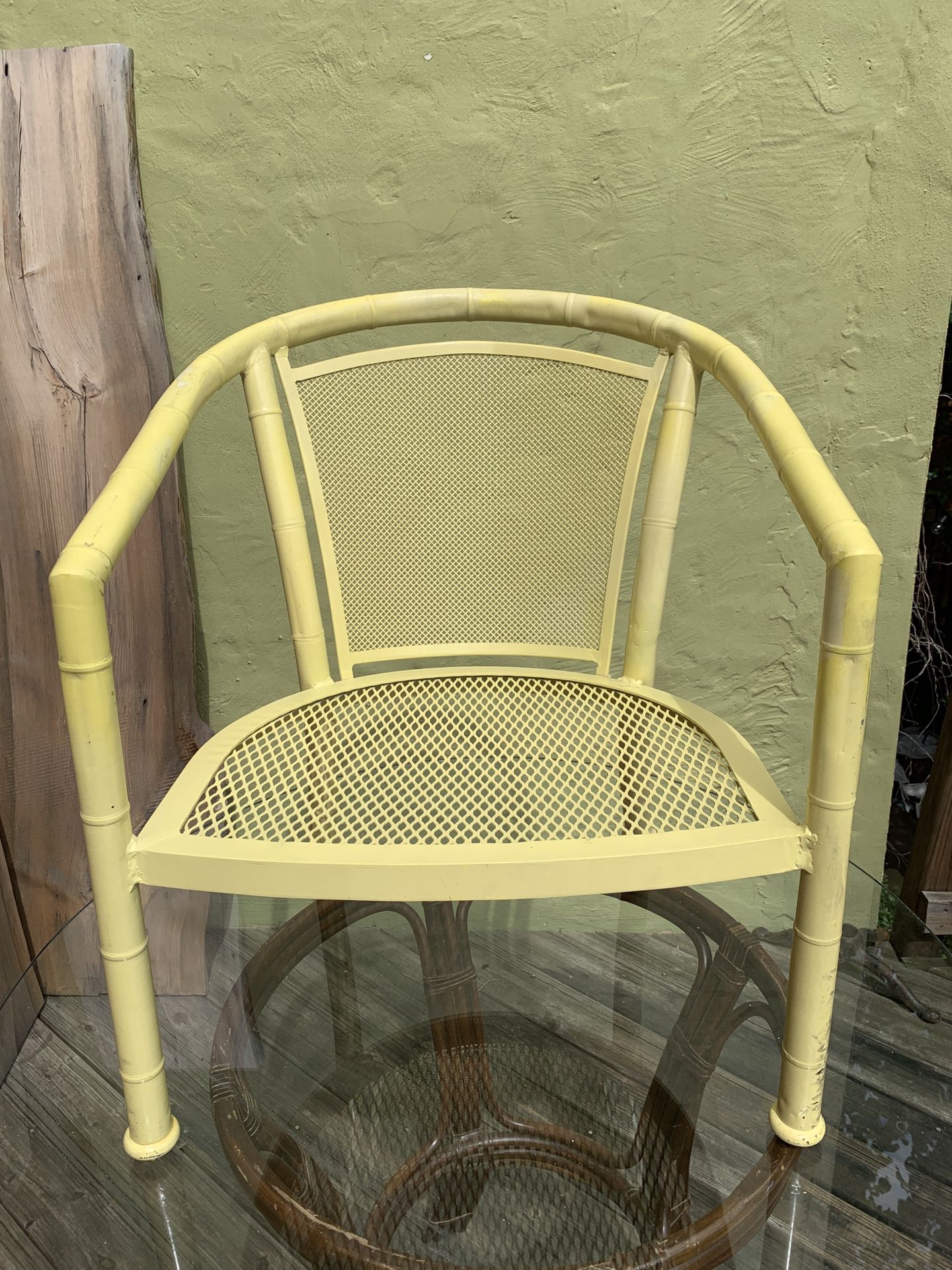 Vintage metal patio chair - faux bamboo style