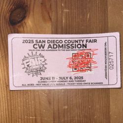 (1) Del Mar San Diego County Fair Ticket