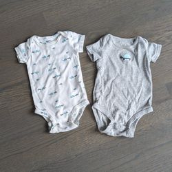 Carter's Baby Boys 2-Pack Short Sleeve Bodysuits, Turtles, 3 Months