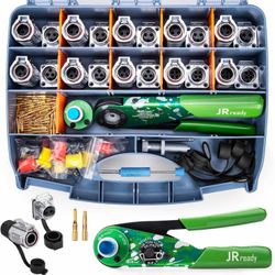 brand new in box JRready IP68 Waterproof Circular Connector Kit(4-Hole Socket), 10 Pairs (2/3/4Pin) with Crimp Tool NEW-AS1G (M22520/1-01 Equivalent) 