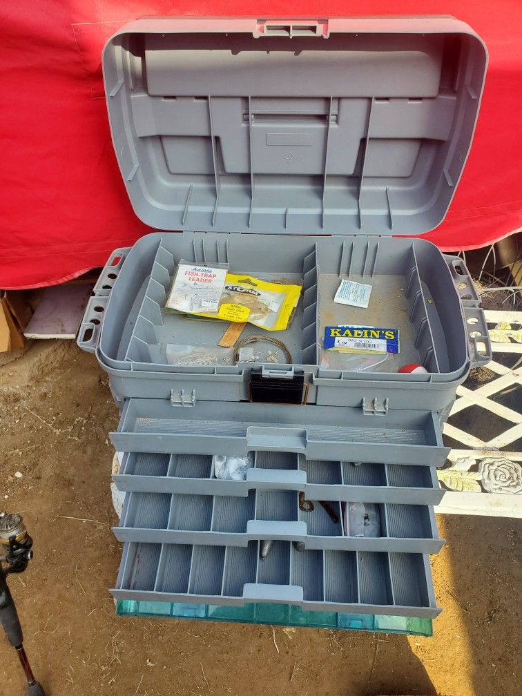 Fishing Tackle Box Rod And Reel Hooks And Sinkers